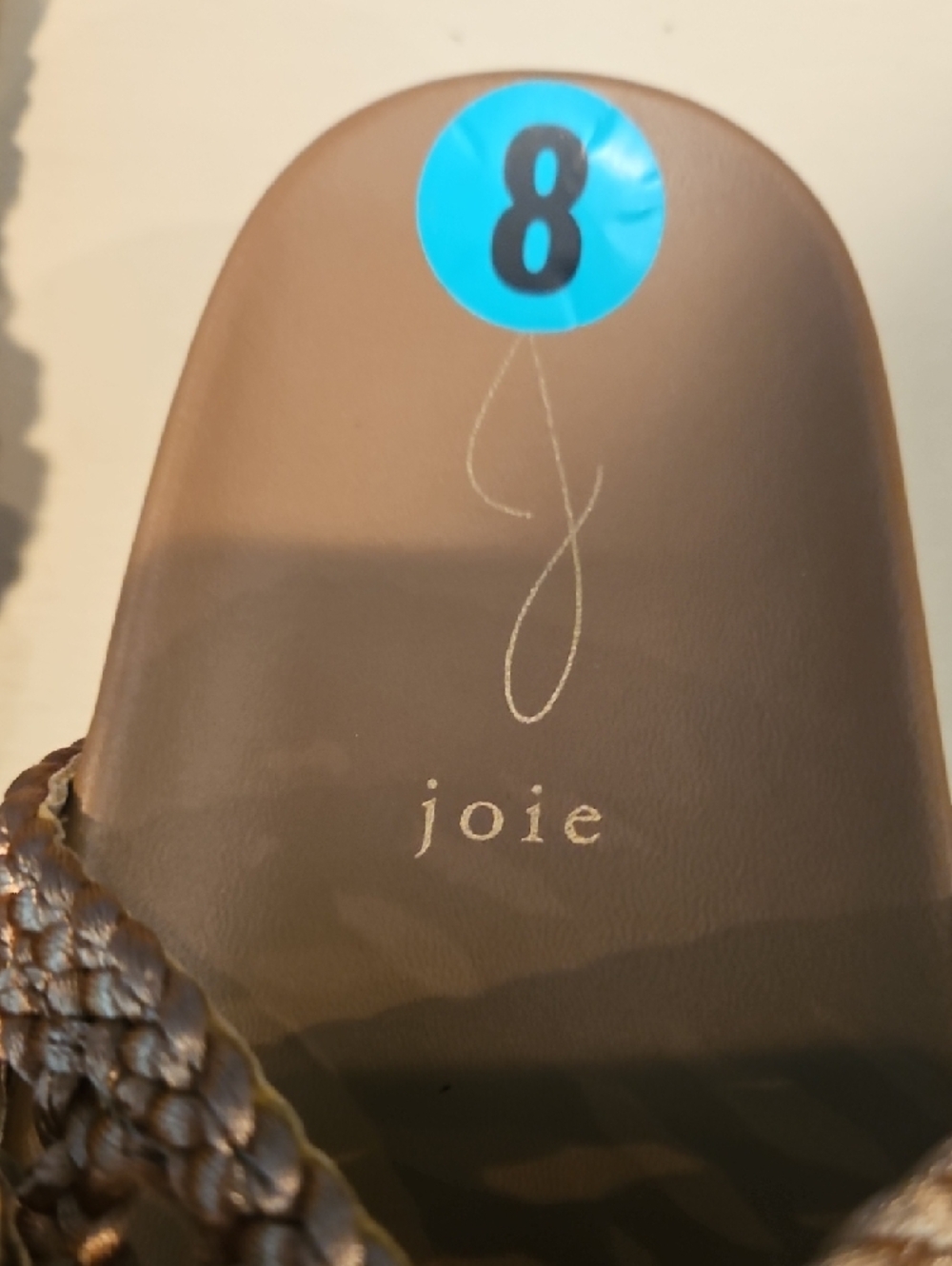 Joie Braided Tan Slide Sandals with Gold Buckles New No Box - Picture 5 of 6